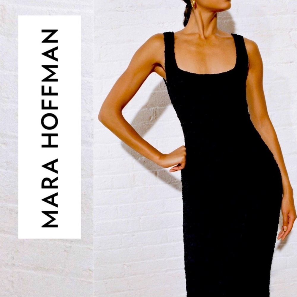 Mara Hoffman Elegant Black Sloan Popcorn dress